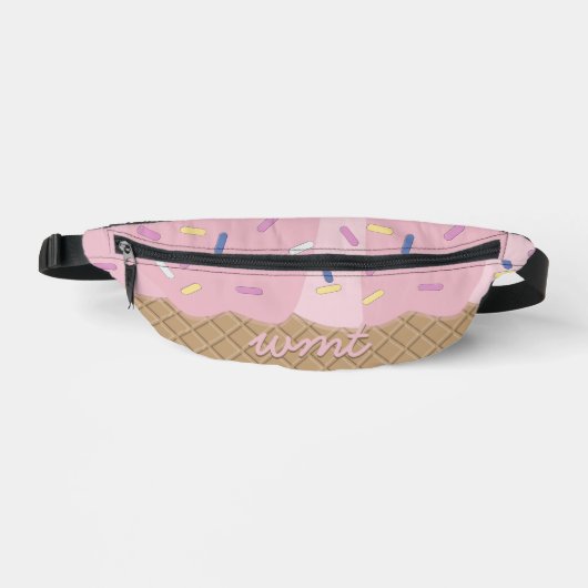 Fun Pink Ice Creme Cone Mit Monogramm Fanny Pack Bauchtasche (Vorderseite)