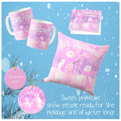 Fun Pink Lila Snowman Personalisierter Urlaub Karte