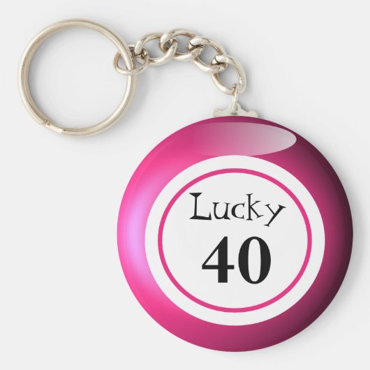 Fun Pink Lucky Number Bingo Ball Thema Schlüsselanhänger (Vorne)