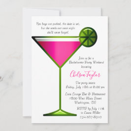 Fun Pink Martini Cocktail Stunden Junggeselinnen-A Einladung