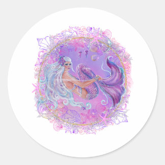 Fun Pink Meerjungfrau von Renee Lavoie Runder Aufkleber