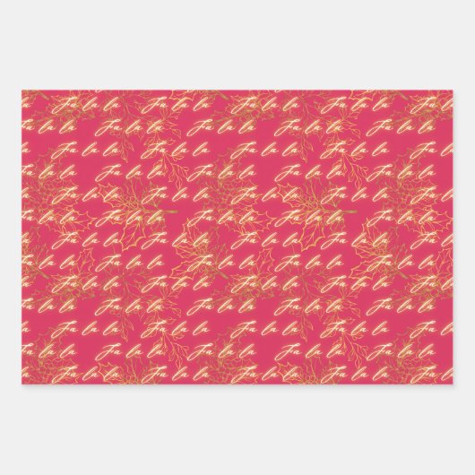 Fun Pink Metallic Monochrome Fa La Christmas Geschenkpapier Set (Vorderseite 3)