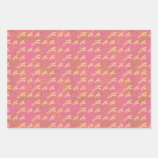 Fun Pink Metallic Monochrome Fa La Christmas Geschenkpapier Set (Vorderseite)