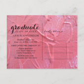 Fun Pink Nassfarbe 3 Foto Abschluss Einladung Postkarte (Rückseite)