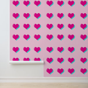 Fun Pink Neon Herz Retro Liebe Nostalgie Tapete