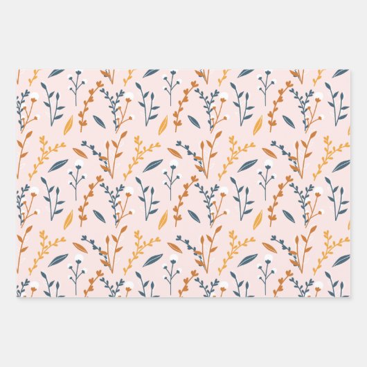 Fun Pink Orange Blue Floral Geometric Geschenkpapier Set (Vorderseite)