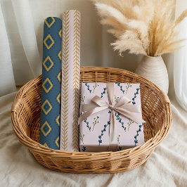 Fun Pink Orange Blue Floral Geometric Geschenkpapier Set