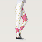 Fun Pink Orchid Aquarell, goldene Punkte Leggings (Rechts)