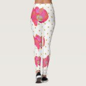 Fun Pink Orchid Aquarell, goldene Punkte Leggings (Rückseite)