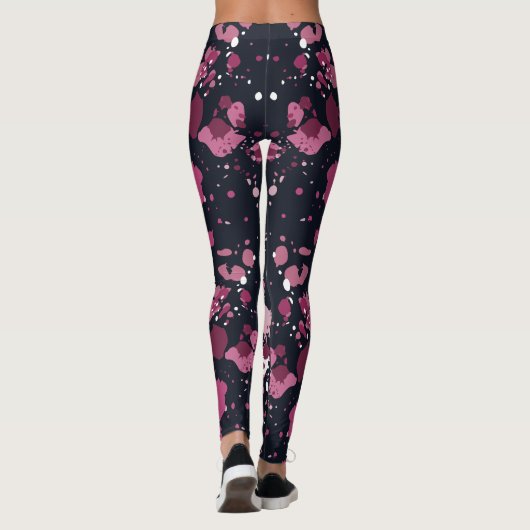 Fun Pink Paint Spritzer Muster Leggings (Rückseite)