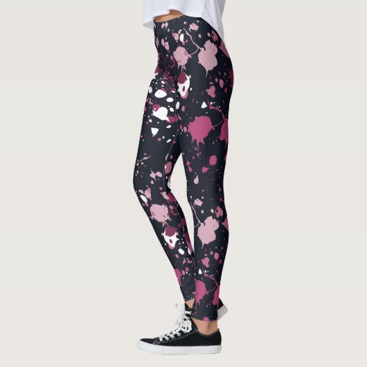 Fun Pink Paint Spritzer Muster Leggings (Links)