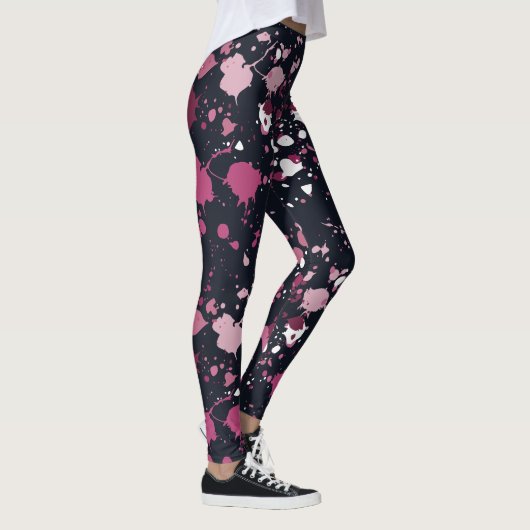 Fun Pink Paint Spritzer Muster Leggings (Rechts)
