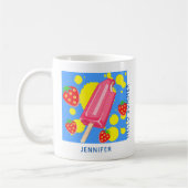 Fun Pink Popsicle und Strawberries Hallo Sommer Kaffeetasse (Links)