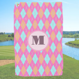 Fun pink preppy Raute Custom Monogram Ladys Golfhandtuch