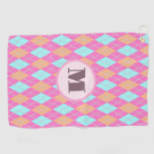 Fun pink preppy Raute Custom Monogram Ladys Golfhandtuch (Horizontal)
