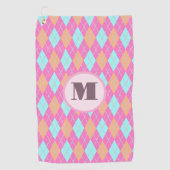 Fun pink preppy Raute Custom Monogram Ladys Golfhandtuch (Vorderseite)