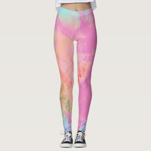 Fun Pink Rainbow Gefärbte Krawatte Leggings