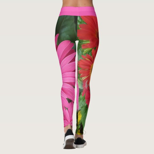 FUN PINK RED GERBERA BLUME DAISRALE FLORAL INITIAL LEGGINGS (Rückseite)