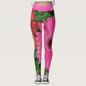 FUN PINK RED GERBERA BLUME DAISRALE FLORAL INITIAL LEGGINGS (Vorderseite)