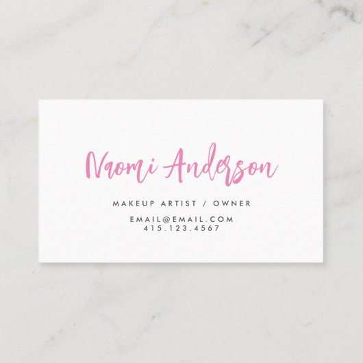 Fun Pink + Red Modern Calligraphy Script Visitenkarte (Rückseite)