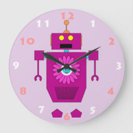 FUN PINK ROBOT TOY FÜR KINDER GROßE WANDUHR