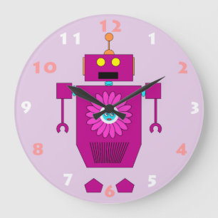 FUN PINK ROBOT TOY FÜR KINDER GROßE WANDUHR