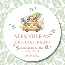 Fun Pink Safari Girl Jungle Geburtstag Vielen Dank Runder Aufkleber