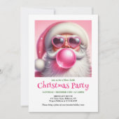 Fun pink santa chewing gum watercolor Xmas invite Einladung (Vorderseite)
