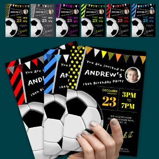 Fun Pink Soccer Birthday Party Photo Invitation Einladung