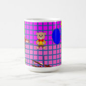 Fun Pink Squares Duck Flugzeug Musikalische Note Kaffeetasse (Mittel)