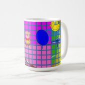 Fun Pink Squares Duck Flugzeug Musikalische Note Kaffeetasse (VorderseiteRechts)