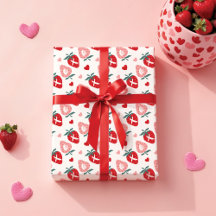 Fun Pink Strawberry XOX Valentinstag Muster
