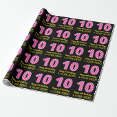 Fun Pink Streifen "10"; Glücklicher 10. Geburtstag Geschenkpapier (Ungerollt)