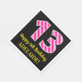 Fun Pink Streifen "13"; Glücklicher 13. Geburtstag Serviette (Ecke)