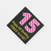 Fun Pink Streifen "15"; Glücklicher 15. Geburtstag Serviette (Ecke)