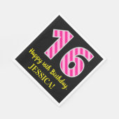 Fun Pink Streifen "16"; Glücklicher 16. Geburtstag Serviette (Ecke)