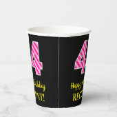 Fun Pink Streifen "44": Glücklicher 44. Geburtstag Pappbecher (Rechts)