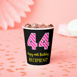 Fun Pink Streifen "44": Herzlichen Glückwunsch zu Pappbecher