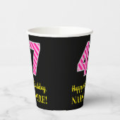 Fun Pink Streifen "47": Glücklicher 47. Geburtstag Pappbecher (Links)