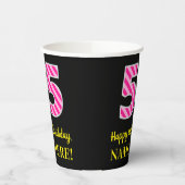 Fun Pink Streifen "55": Happy 55 th Birthday + Nam Pappbecher (Links)