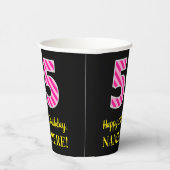 Fun Pink Streifen "55": Happy 55 th Birthday + Nam Pappbecher (Rechts)