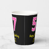 Fun Pink Streifen "57": Glücklicher 57. Geburtstag Pappbecher (Rechts)