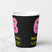 Fun Pink Streifen "68": Glücklich 68. Geburtstag + Pappbecher (Links)