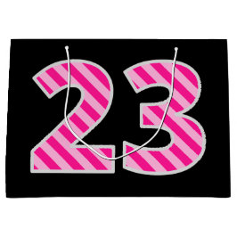 Fun Pink Striped "23"; Happy 23. Geburtstag; Name Große Geschenktüte