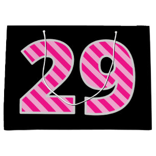 Fun Pink Striped "29"; Happy 29. Geburtstag; Name Große Geschenktüte