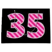 Fun Pink Striped "35"; Happy 35 th Birthday; Name Große Geschenktüte (Vorderseite)