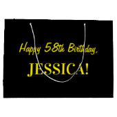 Fun Pink Striped "58"; Happy 58 th Birthday; Name Große Geschenktüte (Rückseite)