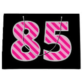Fun Pink Striped "85"; Happy 85 th Birthday; Name Große Geschenktüte (Vorderseite)
