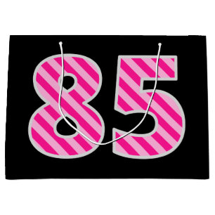 Fun Pink Striped "85"; Happy 85 th Birthday; Name Große Geschenktüte