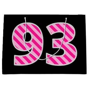 Fun Pink Striped "93"; Happy 93. Geburtstag; Name Große Geschenktüte